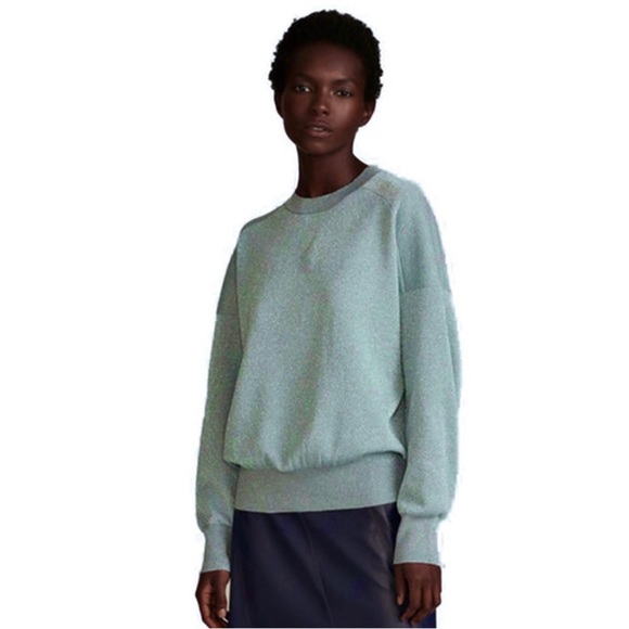 REBECCA TAYLOR BLUE METALLIC SWEATER - Picture 1 of 10